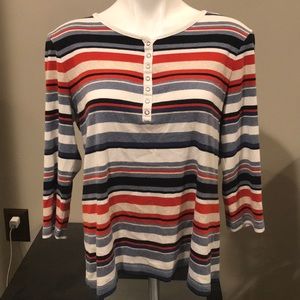 Croft & Borrow 3/4 Sleeve Large Stripped Shirt